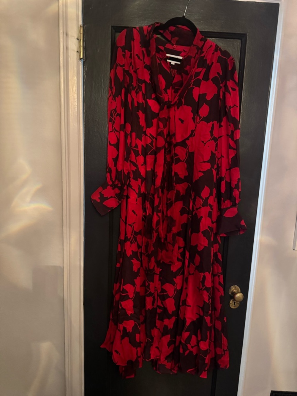 La Ligne Red Floral Long Sleeve Midi Dress - Women's size large